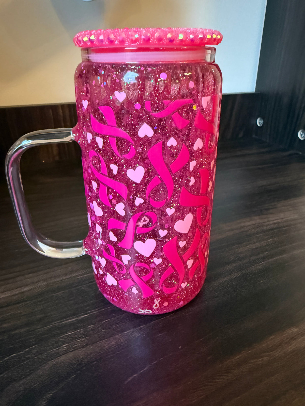 20oz Breast Cancer Awareness Glass Cup