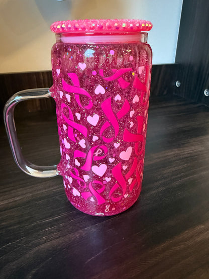 20oz Breast Cancer Awareness Glass Cup