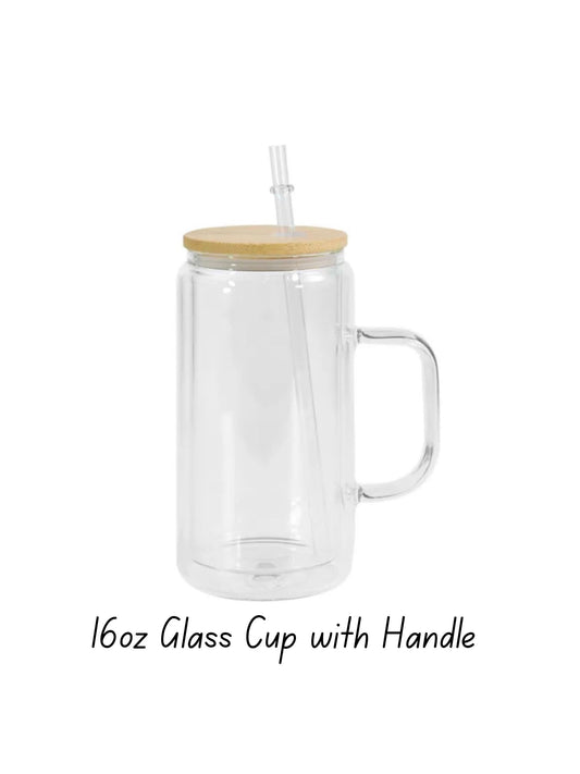 16oz Glass Snow Globe Tumbler With Handle