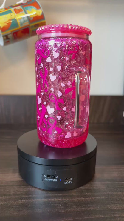 20oz Breast Cancer Awareness Glass Cup